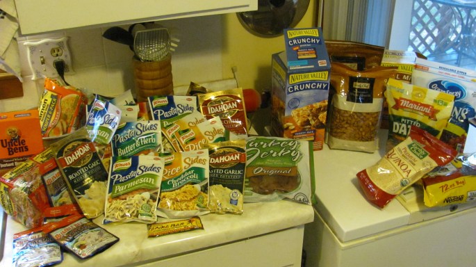 Some of the food items I have begun collecting.  I will make my own trail mix.