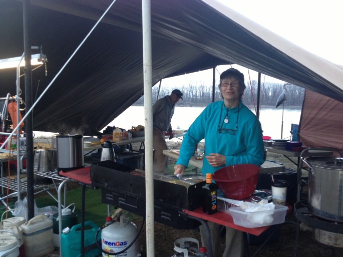 Jeannie Kuntz and John Brady overseeing the coffee and breakfast duties.