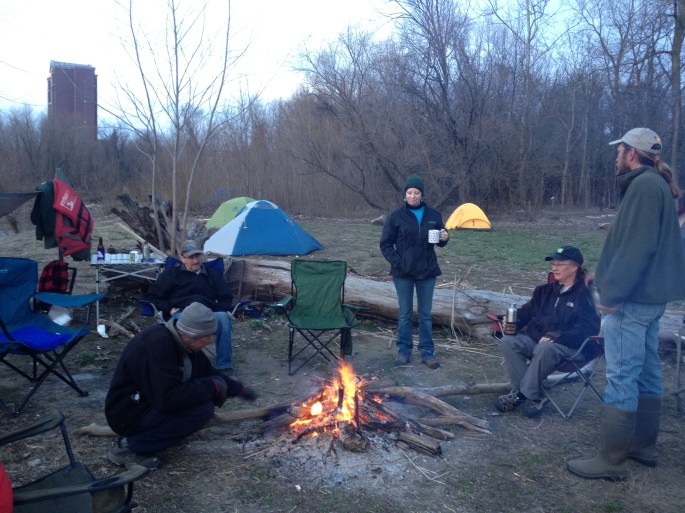 Drinking morning joe by the fire before we begin.