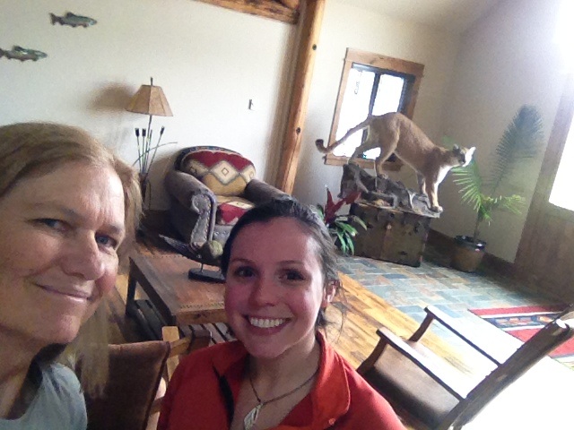 The next morning at the Lodge, I had the pleasure of meeting more staff: Monica (I hope that is correct), Heli, and Kat, shown here. Kat was enthusiastically interested in my adventure and had only been working at the Lodge for 13 days. She is from the Midwest ;).