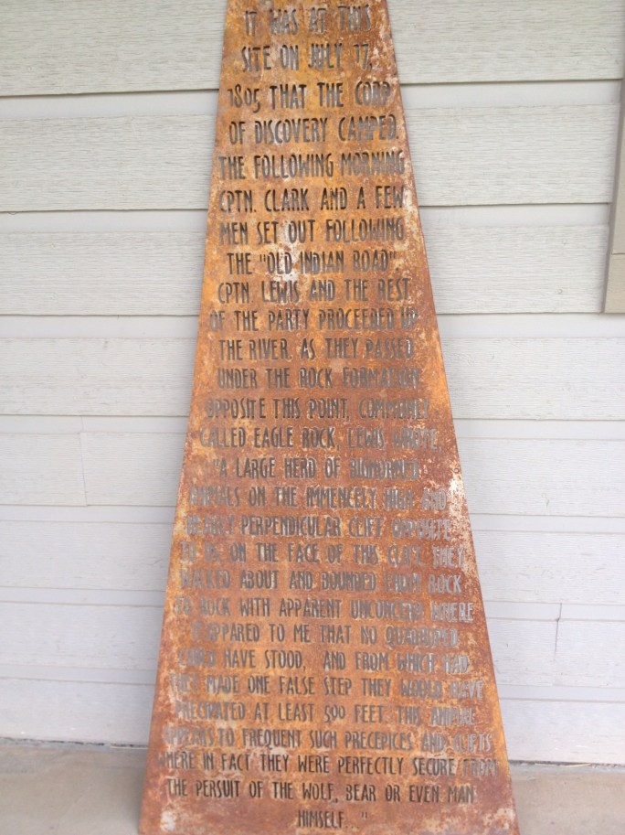 Kat showed me this monument that they had found buried in the river when renovating the Lodge. They dug it out of the sand and placed it above their fireplace.