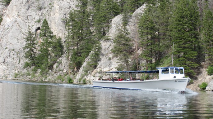 Not unusual in the Gates of the Mountains: the tour boat. People were friendly and waved, as did I.