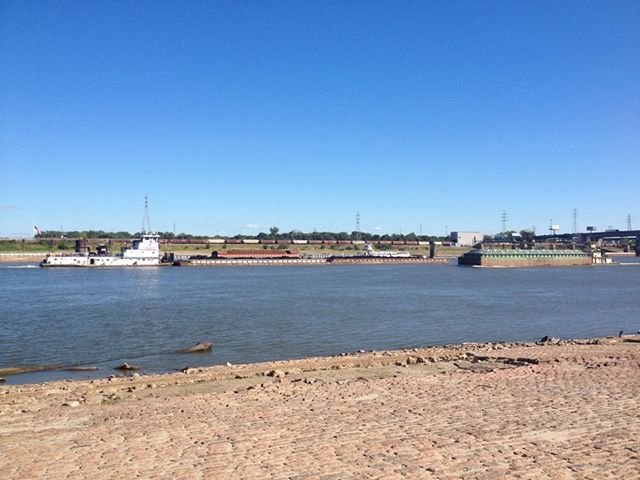Barges on the Mississippi, taken when I went to St. Louis, September 21, to celebrate Scott Mestrezat's successful journey as the first Stand Up Paddleboarder to navigate the entire Missouri River, 2300 miles!