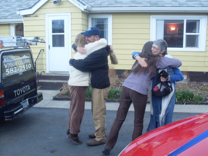 Meeting and hugging Norm for the first time. Kristin and Jeannie, too. Hugs all around. Fun!