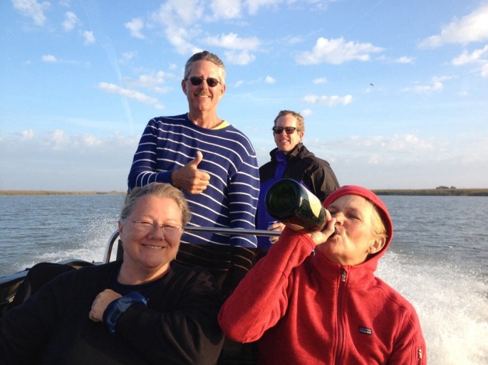 Champagne, a swim in the water, and a big heartfelt thank you to all of my dear supporters. Then, we were "outta there!"