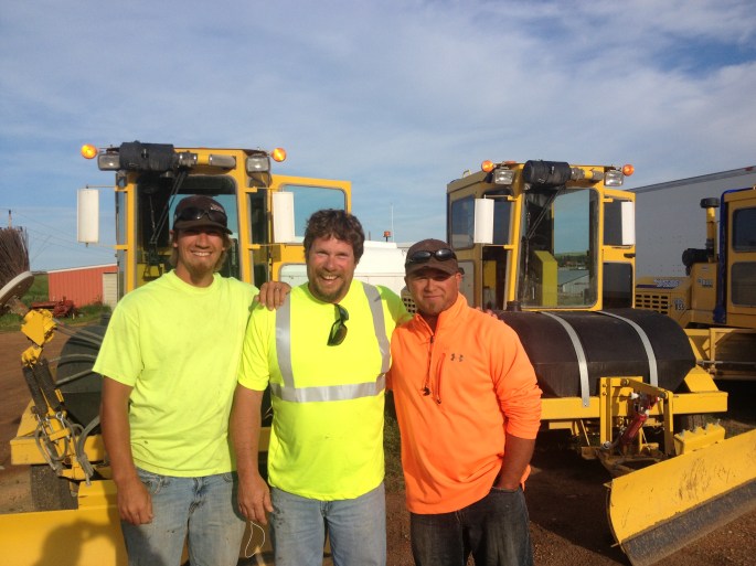 Kelly (left), Glenn and fellow road crew coworker