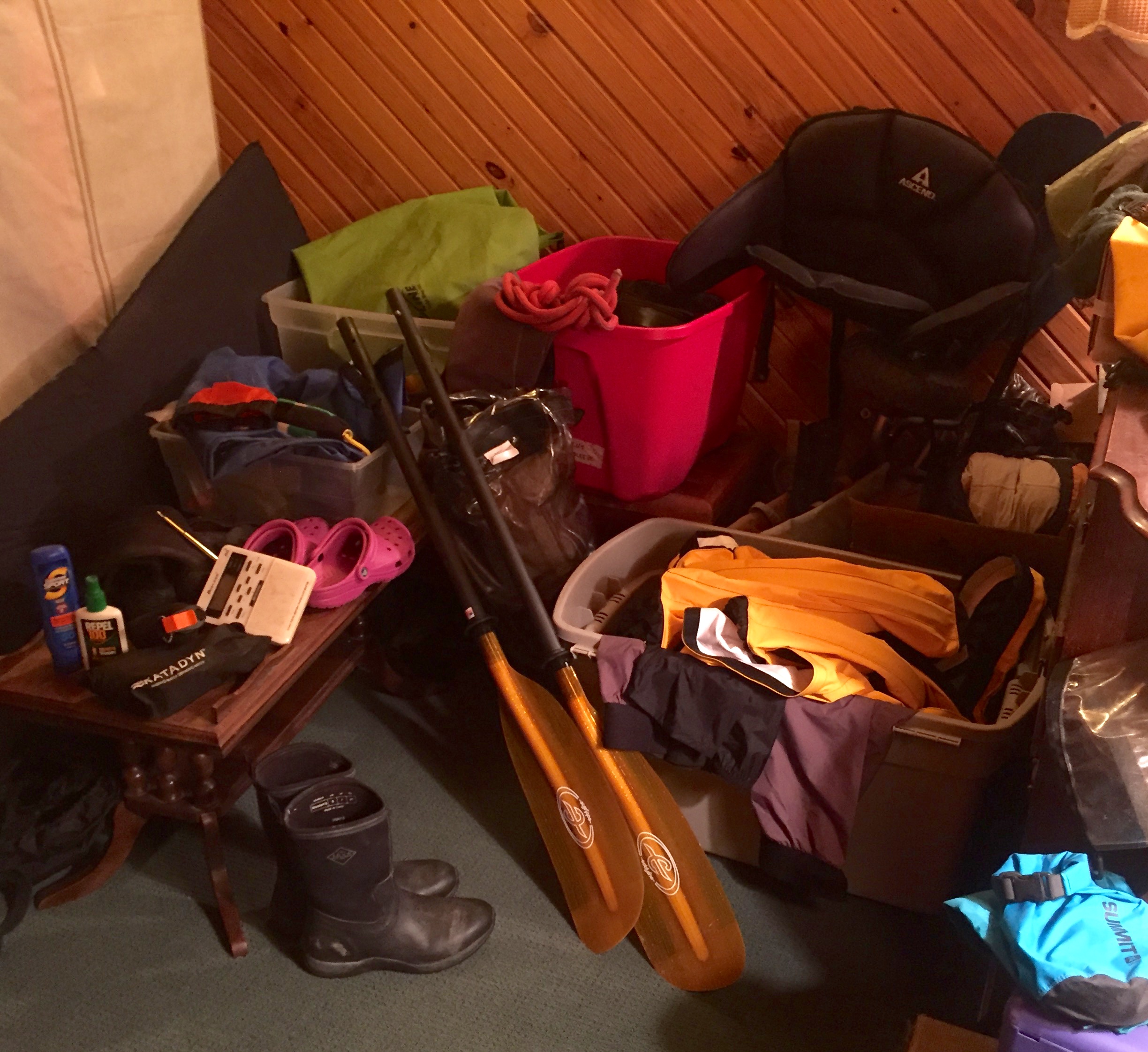 Resting spot for my paddling gear. Grab 'n Go will by my 'MO' (method of operation) this weekend.